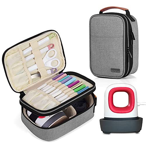 Luxja Double-Layer Carrying Case Compatible with Cricut Easy Press Mini, Tote Bag Compatible with Cricut Easy Press Mini and Supplies (Bag Only, Patent Design), Gray