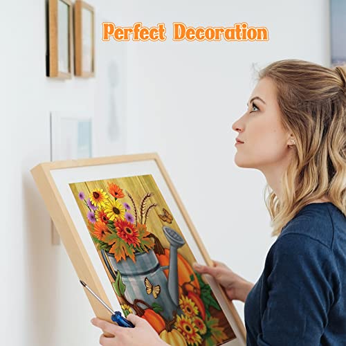 NAIMOER Fall Diamond Painting Kits for Adults, 5D Pumpkin Diamond Painting Kits Flowers Diamond Art Kits, Full Drill Diamond Painting Sunflowers Paintings with Diamonds Home Wall Decor 11.8x15.7inch