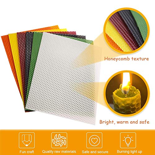 Tafuero Beeswax Honeycomb Candle Sheets,12pcs Beeswax Candle Making Kit Natural 10" X 8",Make Your Own Ideas Candle for Kids and Adults,Making Handsome Rolling Candle for Hanukkah and Party