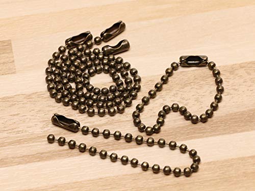 Shapenty 2.4mm Diameter Metal Ball Bead Chains Connector Clasp Extension Keychain Tag Key Rings for Jewelry Finding Making Accessories, 4 Inch, 20PCS (Bronze)