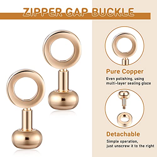 6 Pieces Zipper Insert Buckle Copper Purse Bag Chain Strap Clip Metal Buckle Connective Buckle for Pochette Small Pouch (Light Gold)