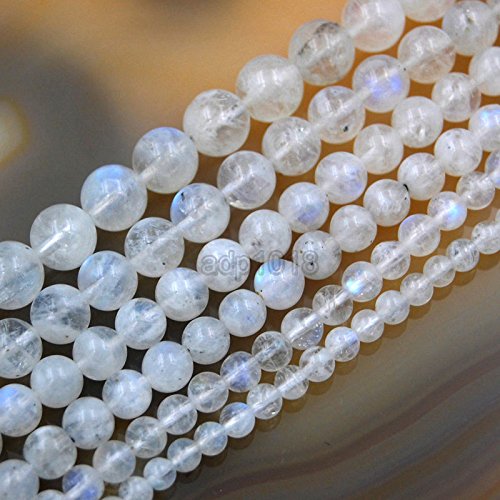 Natural White Moonstone Gemstone Round Loose Beads in 15.5" Strand (8mm)