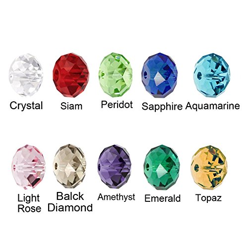Bingcute 8mm Wholesale Briolette Crystal Glass Beads for Jewelry Making Faceted #5040 Briollete Rondelle Shape Assorted Colors with Container Box