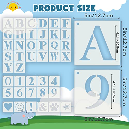 Letter Stencils for Painting 5 Inch, WEEKSUN 42 PCS Alphabet Letter and Number Stencils Templates, Reusable & Flexible Stencils for Drawing On Wood, Canvas, Paper, Fabric, Floor, Wall and Tile