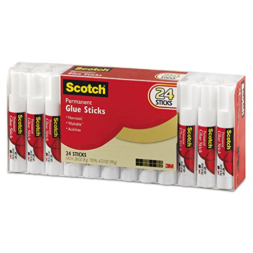 Scotch 600824S Permanent Glue Stick.28 oz, 24/Pack
