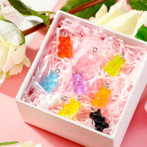 Colorful Gummy Resin Bear Charms Pendants Resin Bear Keychains for DIY Jewelry Necklace Supplies (54)