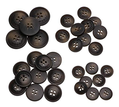 PENTA ANGEL Round Resin Buttons 40Pcs Assorted Size Flatback Sewing Buttons 4 Holes Craft Buttons Snaps with Stripe Flower for Scrapbooking Sewing Coats Clothes Suit (E-40PCS)