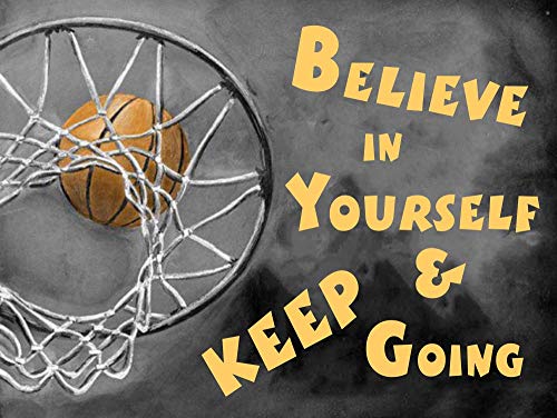 Basketball Diamond Painting Dots Kit - MaiYiYi 5D Full Round Diamond Painting Kit Believe in Yourself Keep Going Diamond Painting by Numbers Basketball Hoop Wall Art Gift for Adult Kid (30X40 cm)