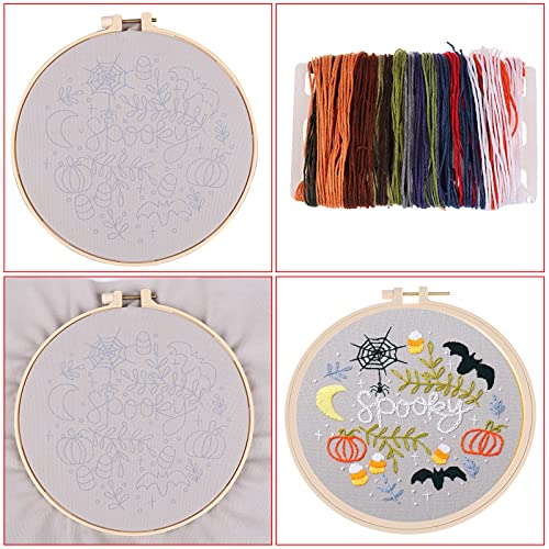 Embroidery Kits 3 Pieces Cross Stitch Kit for Beginners and Adults DIY Halloween Crafts Embroidery Kit Hand Embroidery Kit with 3 Unique Embroidery Pattern, Needlepoint Kit Funny Starter Kit for Decor