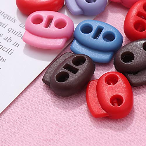 HEALLILY Plastic Spring Fastener Cord Lock Toggle Stopper Buttons Slider for DIY Drawstrings Paracord 25pcs (Random Color)
