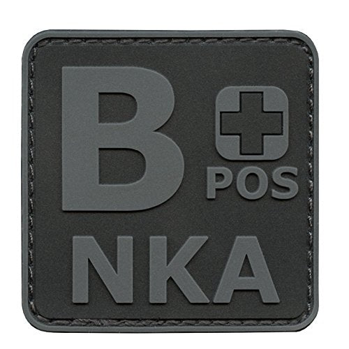 Blackout ACU BPOS B+ NKA Blood Type No Known Allergies Subdued Morale PVC Rubber Fastener Patch