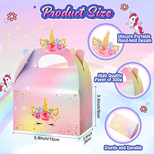 Unicorn Gift Boxes Party Supplies Unicorn Party Favor Boxes Rainbow Unicorn Theme Treat Boxes Candy Goodies Gift Boxes for Girls Boys Kids Birthday Party Decorations Supplies (Unicorn, 24 Pieces)
