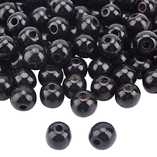 PandaHall 100pcs Black Wooden Beads, 20mm Round Loose Beads Smooth Painted Spacer Beads for Bracelet Necklace Jewelry, Macrame, Garland, Home Wall Hanging Decor, Hole 4.5mm