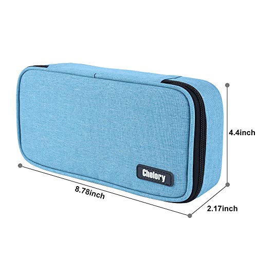 Chelory Pencil Case Big Capacity Pencil Bag Canvas Pen Case Pouch Pencil Marker Holder Desk Organizer Makeup Bag with Large Storage for Boys Girls College Students School & Office Supplies, Light Blue