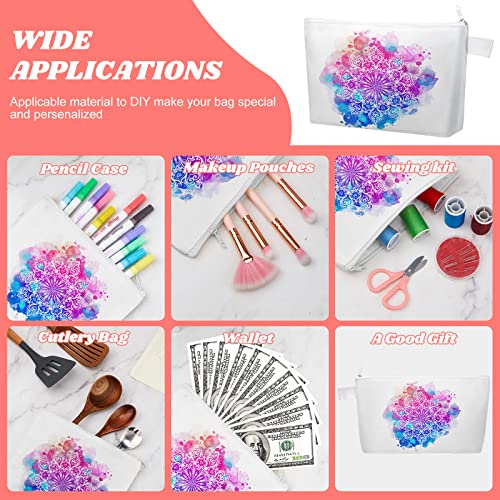 40 Pieces Sublimation Canvas Cosmetic Bag Blank Makeup Bags with Zipper Canvas Pencil Pouch Bulk DIY Pen Case Multi Purpose Makeup Bags Cotton Bag for Craft Travel Toiletry(5 x 10 x 1.8 Inches)
