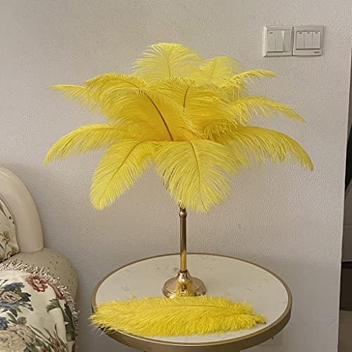 LONDGEN 16-18inch Ostrich Feathers for Wedding Centerpieces Christmas Plume Home Decorations Party Feather Pack of 10pcs (Yellow)
