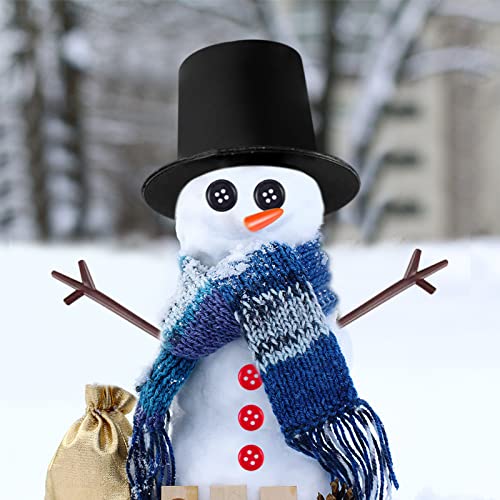 200 Pcs Snowman Kit for Crafts - Snowman Craft Supplies Includes 20 Carrot Noses Buttons 20 Mini Black Top Hats and 120 Tiny Buttons & Hands for Christmas Crafts Sewing Party Supplies