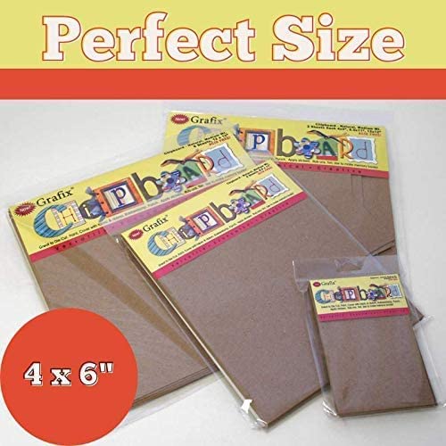 Grafix Medium Weight 4 x 6”, Natural Pack of 25 – Acid-Free 0.055” Chipboard Sheets, Create Three-Dimensional Embellishments for Cards, Papercrafts, Mixed Media, Home Décor, 25 Count
