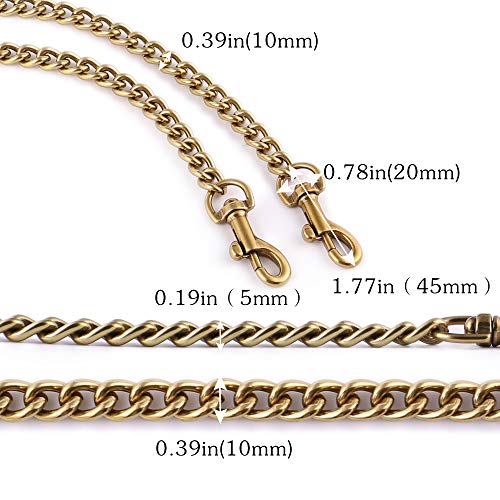 OAikor Metal Flat Chunky Chain Strap Replacement for Purse Shoulder Bag Handbag Straps Accessories 47" 120 CM (Copper Golden)