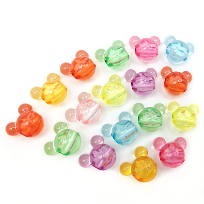 Acrylic Beads, 220 Mouse Head Beads Transparent Pony Beads,12mm Pastel Cartoon Spacer Beads Cute Loose Beads Bulk for DIY Necklace Bracelets Headwear Phone Lanyard Crafts Making Hair Accessories