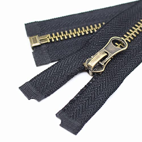 YaHoGa 2PCS #5 29 Inch Antique Brass Separating Jacket Zipper Y-Teeth Metal Zippers for Jackets Sewing Coats Crafts (29" Anti-Brass)