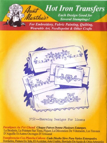 Charming Designs for Linens Aunt Martha's Hot Iron Embroidery Transfer