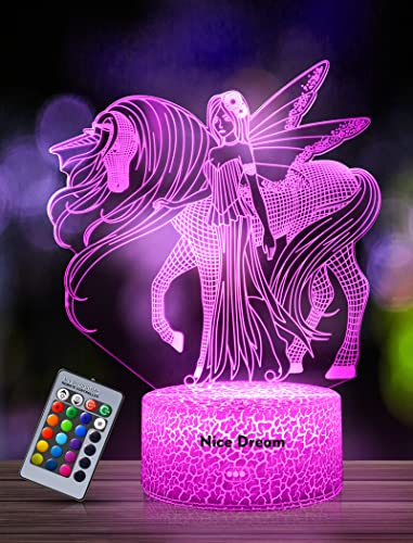 Nice Dream Unicorn Night Light for Kids, 3D Night Lamp, 16 Colors Changes with Remote Control, Room Decor, Ideal Gifts for Children Girls