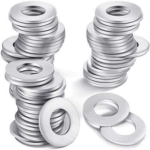 100 Pieces Metal Stamping Blanks Aluminum Flat Washers Silver Round Washers Round Stamping Tags with Center Hole for Bracelet DIY Craft Jewelry Making Screw Fastening