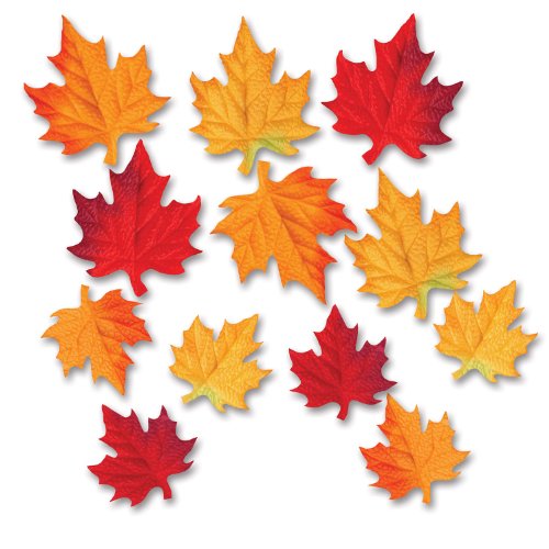 Beistle 12 Piece Polyester Fabric Artificial Fall Fake Autumn Leaves For Thanksgiving Wedding Party Events and Home Decoration