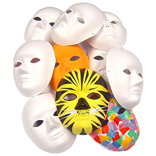 12 Pack DIY Full Face Masks Paper Mache Masks for Halloween,Paintable Paper Mask,White Paper Pulp Masks,White DIY Mask,Masquerade Mask for Cosplay Party,DIY Creativity,2 Sizes