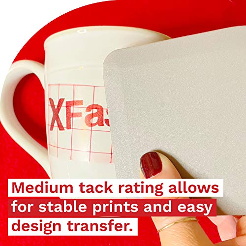 XFasten Clear Transfer Tape for Vinyl, 12" x 100' Transparent Medium-Tack Vinyl Transfer Sheet Roll, w/Red Alignment Grid – Ideal for Self-Adhesive Vinyl Sheet Signs and Sticker Decals | Easy to Weed