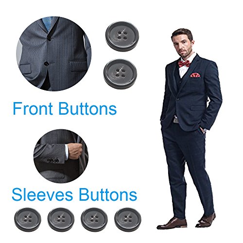 YaHoGa 22 Pieces Real Horn Buttons Set for Blazers Suits Coats 15MM 20MM Natural Black Buffalo Horn Blazer Buttons Suit Buttons for Men (Black)