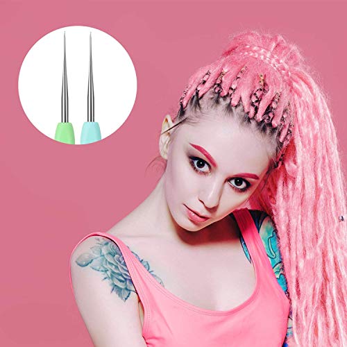 4 Pieces Dreadlock Crochet Hooks Tool 0.5mm 0.75mm Dreadlock Crochet Needle Tools for Braid Hair Weaving Locs Craft