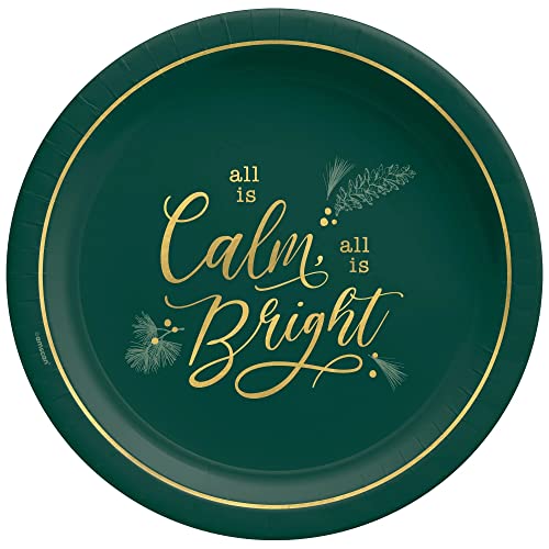 Calm & Bright Round Metallic Plates - 10.5"(Pack of 8) - Elegant, Reusable, and Durable Dinnerware - Perfect for Parties and Events