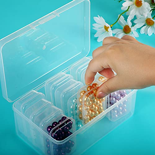 12 Pieces Plastic Clear Storage Box Organizer with snap-tight closure latch Mini small Storage Containers Cases with Hinged Lid Hobby Modular Craft Supply Satchel (2.5 x 1.77 x 0.79 Inch)