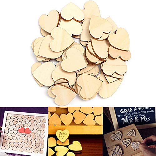 Sowaka 60 Pcs 1.2 Inch Heart Wood Slices Natural Unfinished Wooden Smooth Small Ornaments Pieces for Art Craft Project DIY Christmas Party Wedding Valentine Supplies Décor (3 cm, Heart)