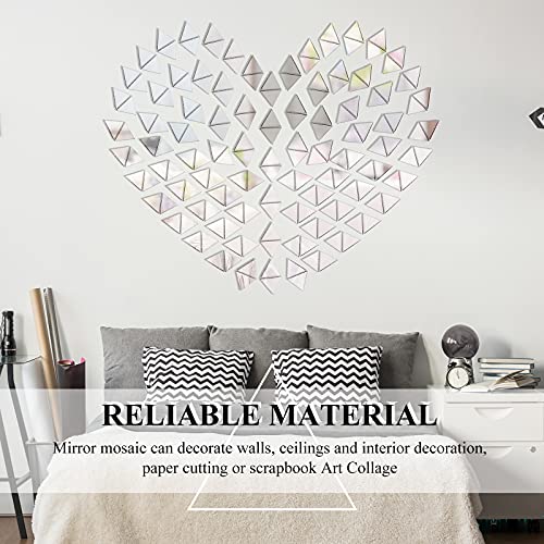 300 Pieces Mirrors Tiles Triangular Small Mirrors Mosaic Mirror Tile DIY Glass for Art Wall Door Home Decorations