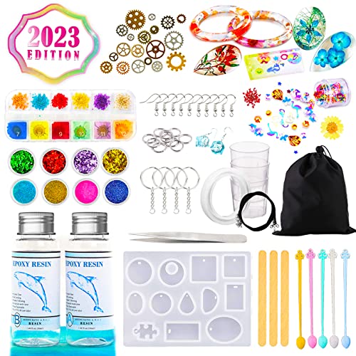 Innorock Epoxy Resin Jewelry Making Kit - Epoxy Resin Kit for Beginners with Resin molds Silicone Kit Bundle - Crystal Clear Resin Casting Art Kits for Earrings Bracelets Keychain Pendant Necklace