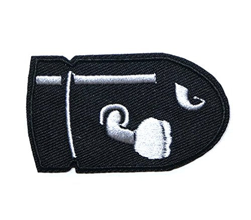 Application Anime Game Classic Mario Bullet Bill Cosplay Badge Embroidered Iron or Sewn-On Applique Patch