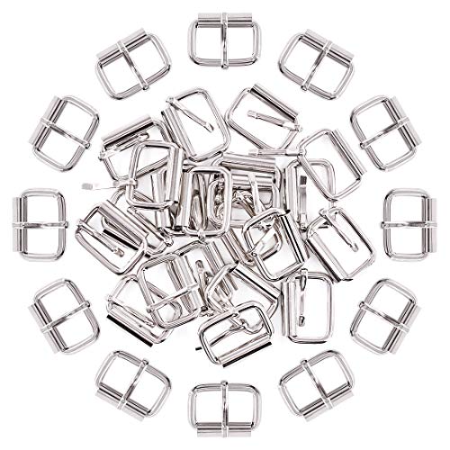 Swpeet 60Pcs 1 Inch / 25mm Sliver Heavy Duty Multi-Purpose Metal Roller Buckles Metal Rings for Belts Hardware Bags Ring Hand DIY Accessories Keychains Belts and Dog Leash (Metal Roller Buckles, Sliver)
