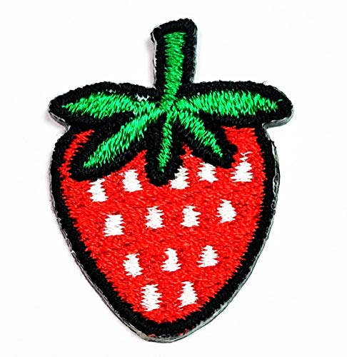 Set 3 Pcs Mini Small Red Fruit Strawberry Cartoon Stickers Patches Iron On Sewing Embroidered Patches Badge Applique Logo Clothes Jacket Jeans Cap Backpacks for Kids or Gift Set (01)