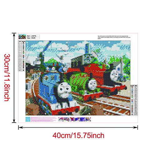 DIY 5D Diamond Painting Kit, 16"X12" Thomas Friends Round Full Drill Crystal Rhinestone Embroidery Cross Stitch Arts Craft Canvas for Home Wall Decor Adults and Kids