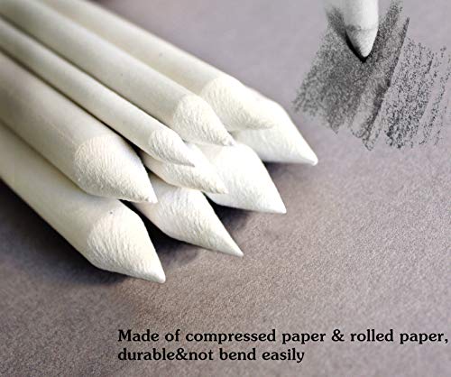 12 PCS Blending Stumps and Tortillions Paper Art Blenders with Sandpaper Pencil Sharpener Pointer for Student Artist Charcoal Sketch Drawing Tools
