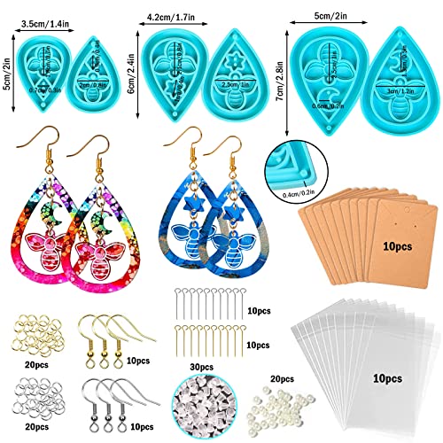 Trafagala Resin Earring Molds-156PCS Earring molds for Epoxy Resin Casting of Butterfly & Moon/Star Pendant Charms with Earring Backs & Earring Hooks Set DIY Teardrop Resin Jewelry Molds Silicone Kit