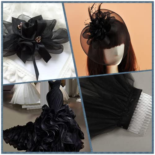 Abbaoww 50 Yards Stiff Horsehair Braid 4 Inch for Polyester Boning Sewing Wedding Dress Dance Gowns Dress Accessories, Black