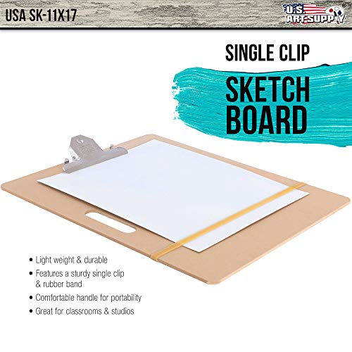 U.S. Art Supply 11" x 17" Artist Sketch Tote Board - Great for Classroom, Studio or Field Use
