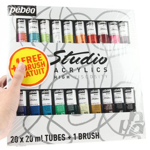 PEBEO Fine Studio Acrylics High Viscosity, 28 Piece Set, Set of 20 x 20 ml, 13 Fl Oz