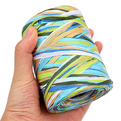 787 Feet Colored Raffia Ribbon, 3 Rolls 6 Ply Paper String Raffia Ribbon Craft Packing Paper Twine for Gift Wrapping, Festival Gifts, Party Decoration, Christmas, Craft Projects, 262 Feet Each Roll