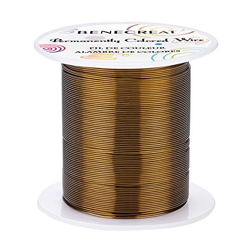 BENECREAT 22 Gauge 55 Yards Jewelry Beading Wire Tarnish Resistant Copper Wire for Beading Wrapping and Other Jewelry Craft Making, Antique Bronze