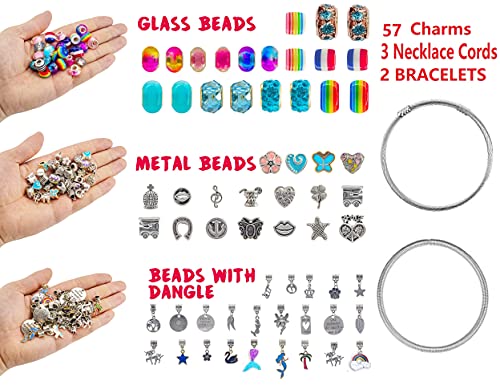Klmars Charm Bracelet Making Kit,Jewelry Making Supplies Beads,Unicorn/Mermaid Crafts Gifts Set for Girls Teens Age 8-12
